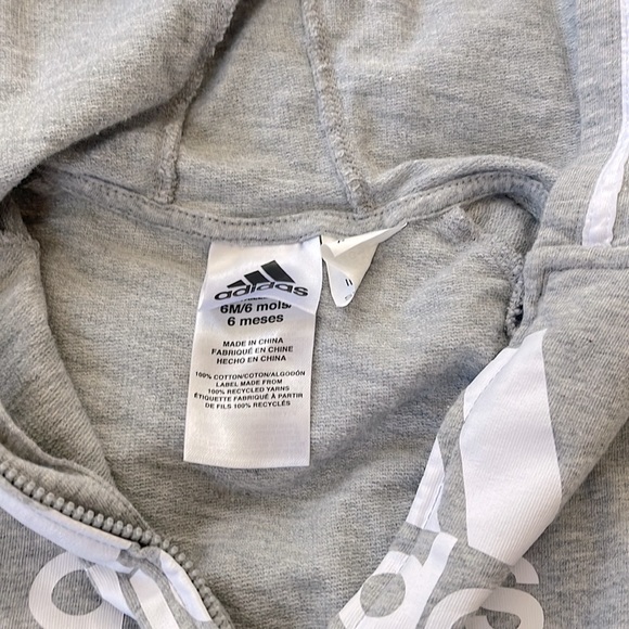 Adidas Zip Up Hooded Bodysuit Romper 6 Months - Picture 4 of 5